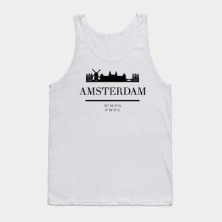 AMSTERDAM NETHERLANDS BLACK SILHOUETTE SKYLINE ART Tank Top